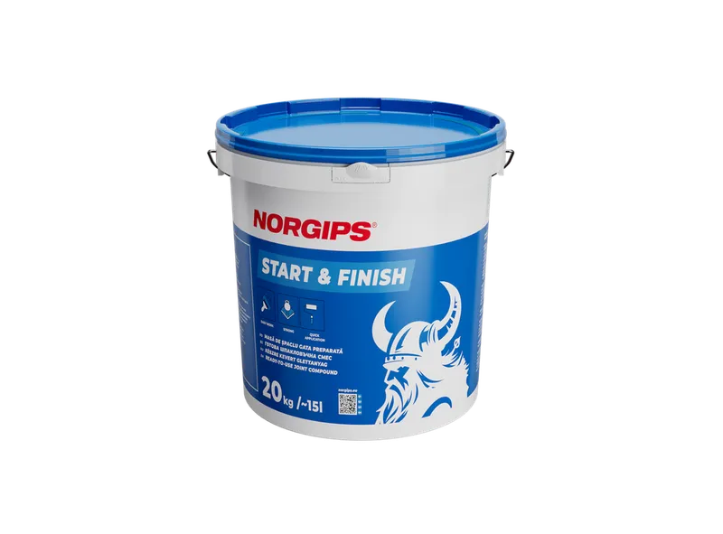Шпакловъчна смес за шпакловка на фуги на гипсокартонени плоскости и тънкослойна шпакловка на минерални основи NORGIPS Start & Finish